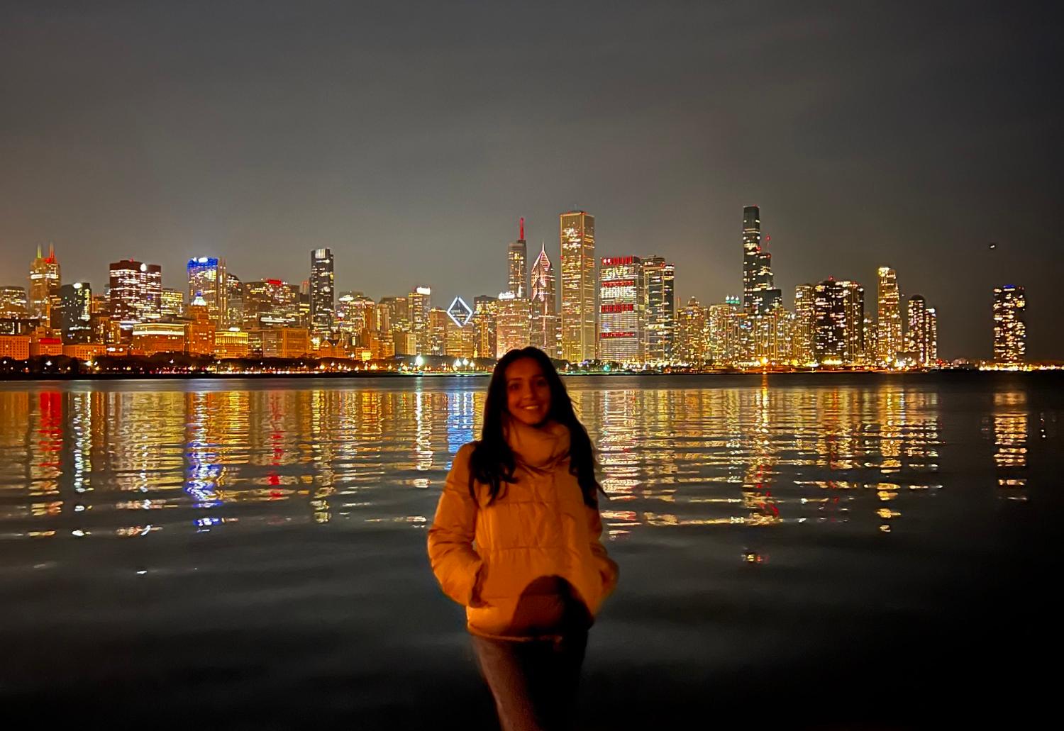 USA, Arche Chicago Freiwillige vor Skyline